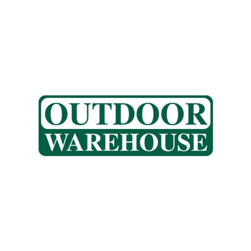 Logo of Outdoor Warehouse featuring green text on a white background, representing outdoor gear and supplies.