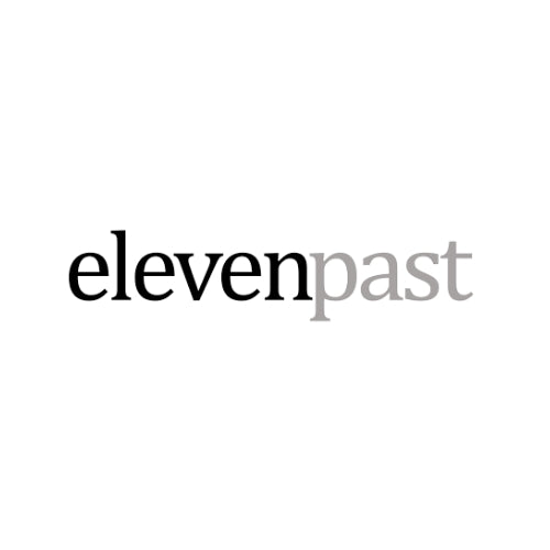 Logo of elevenpast, showcasing modern typography in black and gray colors.