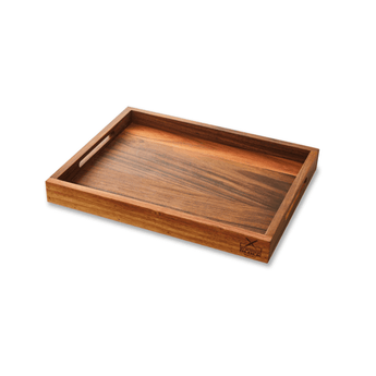 Elegant small serving tray made from premium Acacia wood, featuring a stylish, compact design for versatile use.