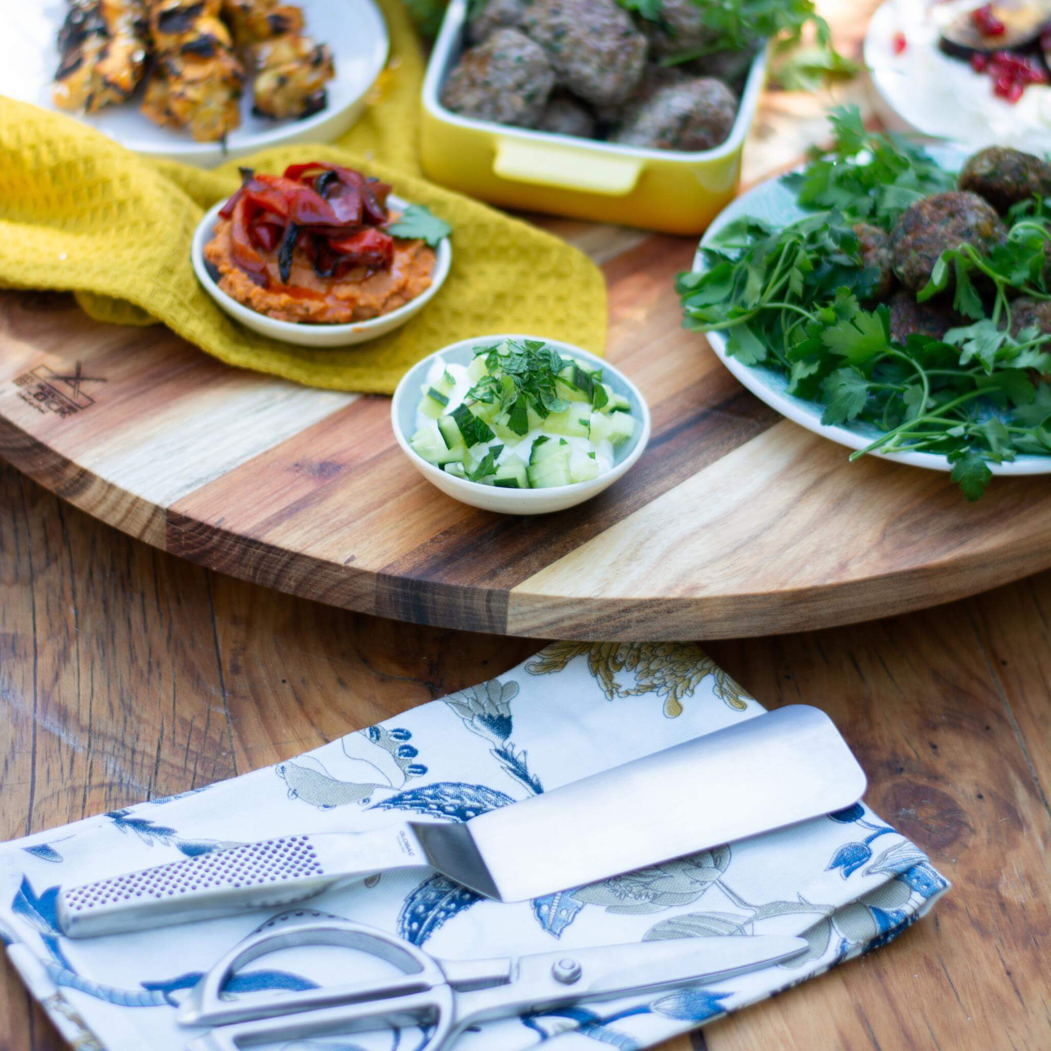 Lazy Susan 600mm with an assortment of dishes for effortless entertaining and stylish serving.