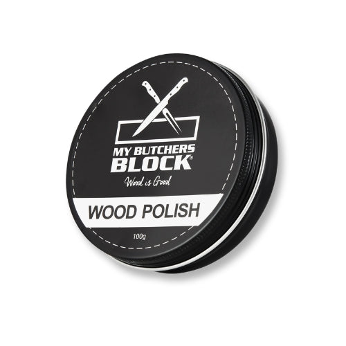 My Butchers Block wood polish tin, 100g, designed for nourishing and protecting wood surfaces.