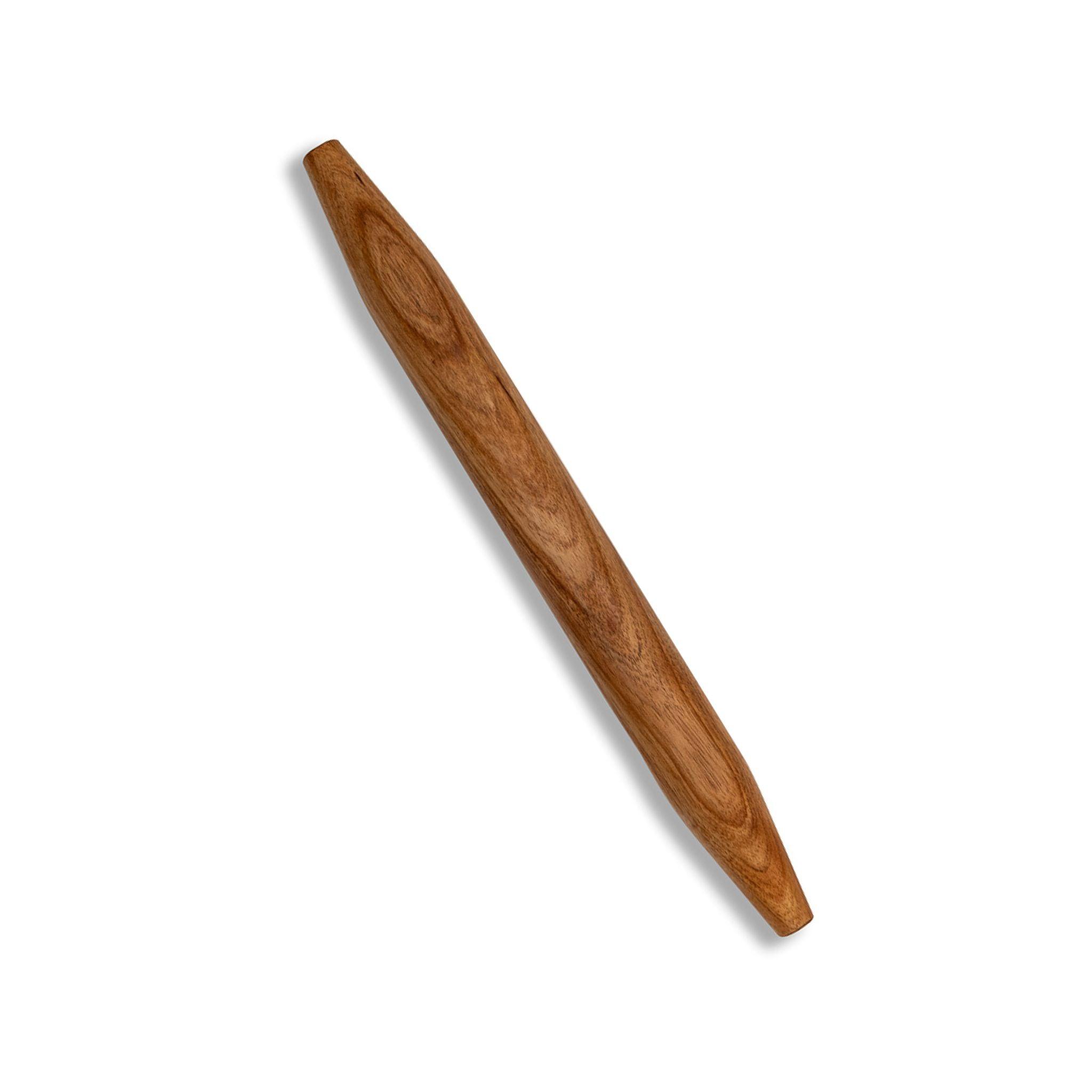 Premium acacia wood French rolling pin with tapered ends for precision baking.