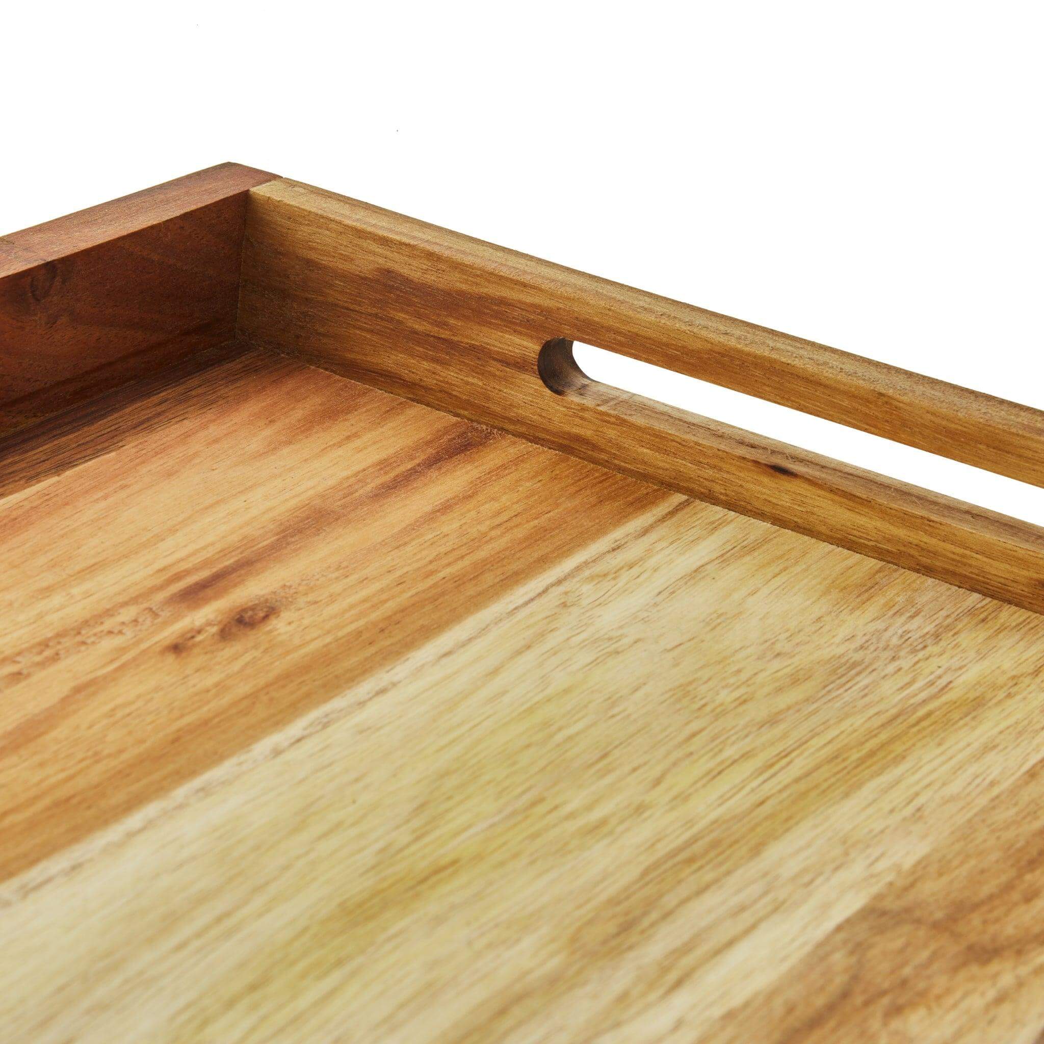 Handle detail on Large Wooden Serving Tray