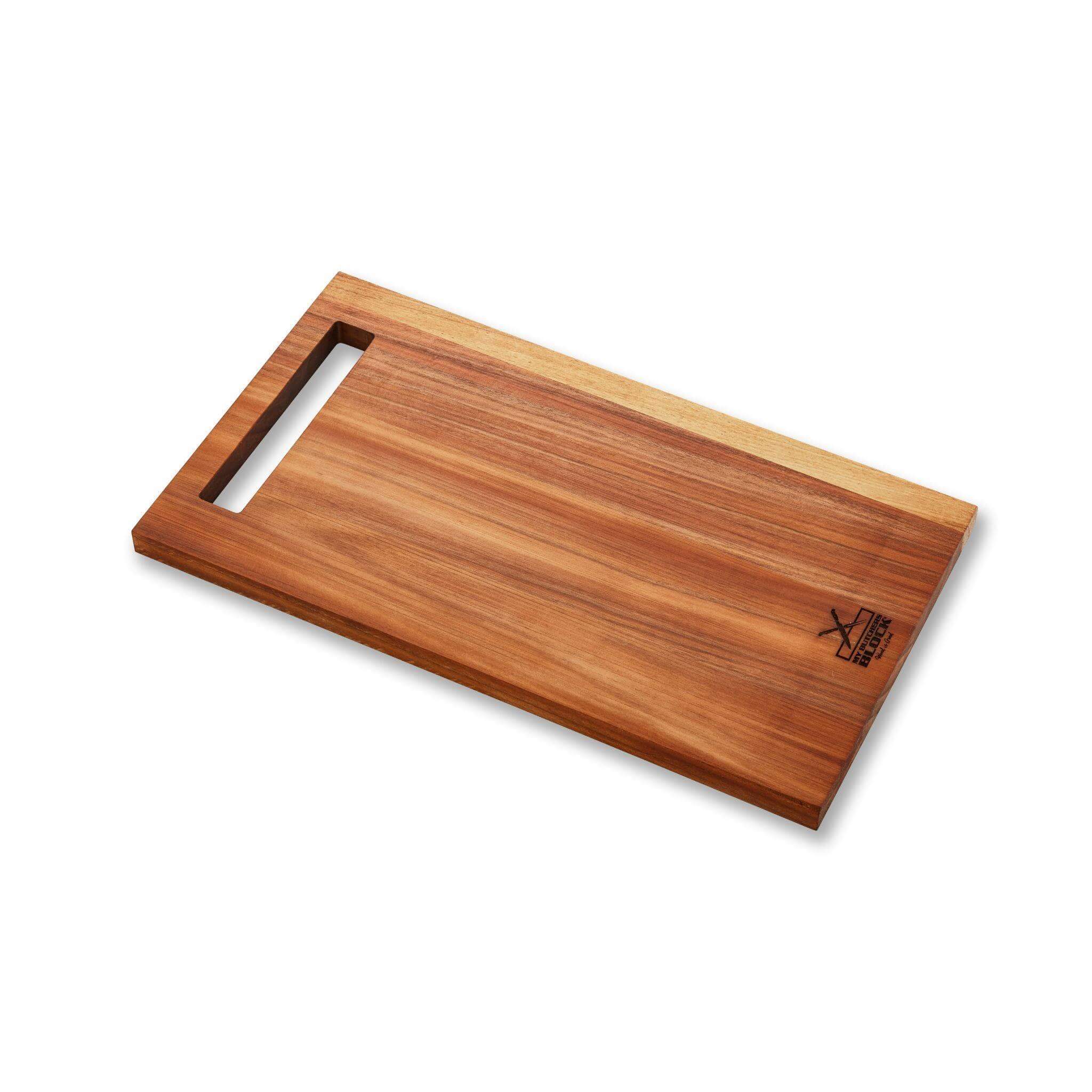 Handy Andy Board made of acacia wood, perfect for chopping and serving with a sleek handle.