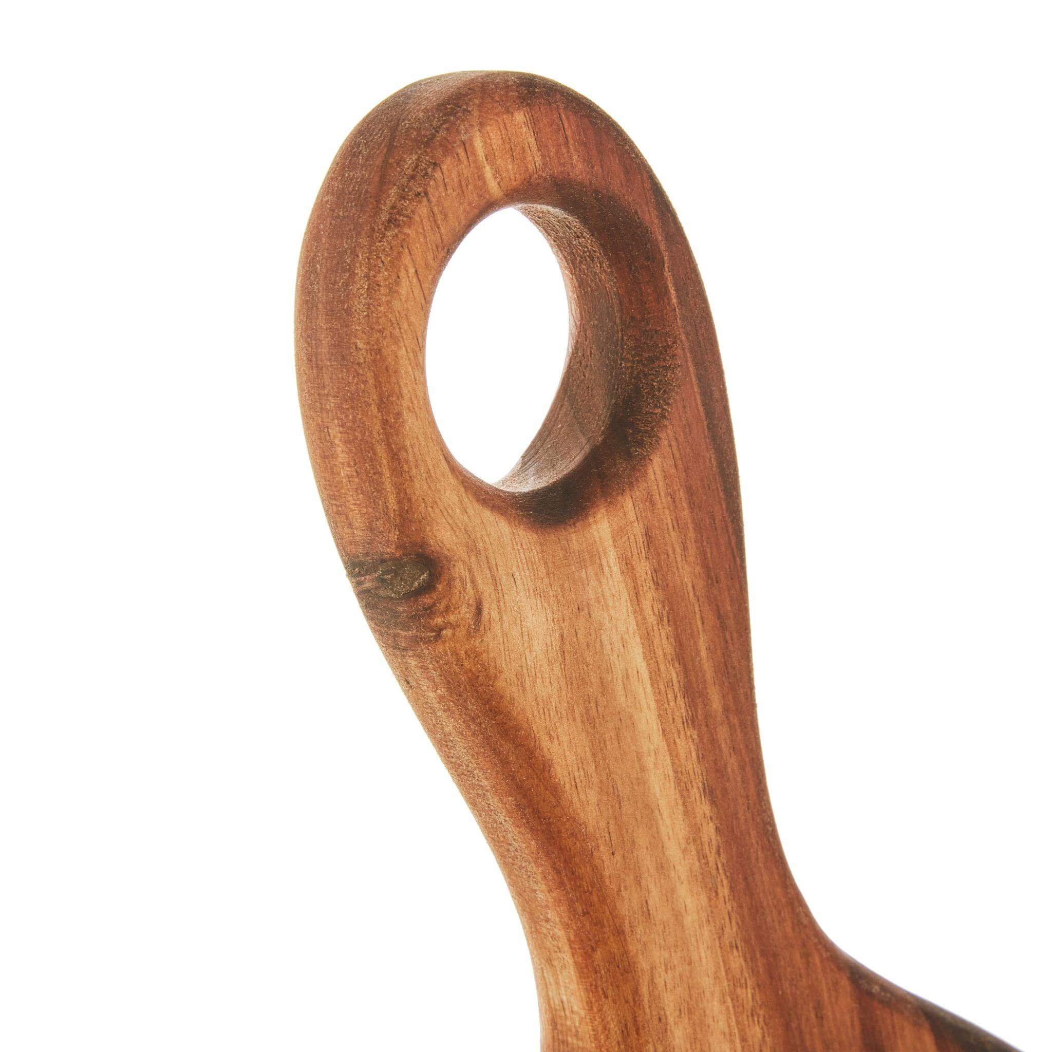 Close-up of the ergonomic handle on the Large Cheeseboard, showing its rounded shape and smooth finish.