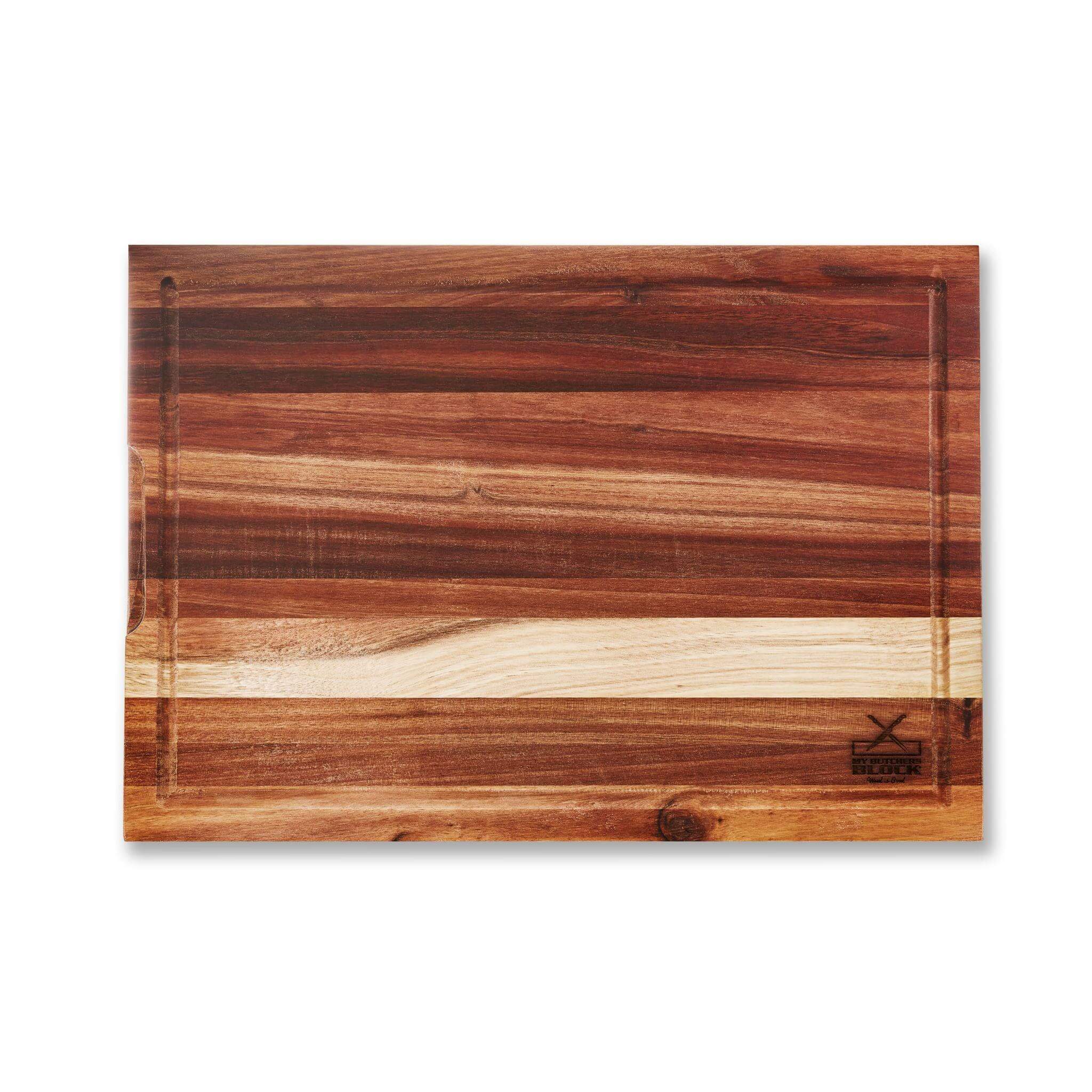 Large Slim Chopping Block with elegant wood grain design, ideal for food preparation and serving.