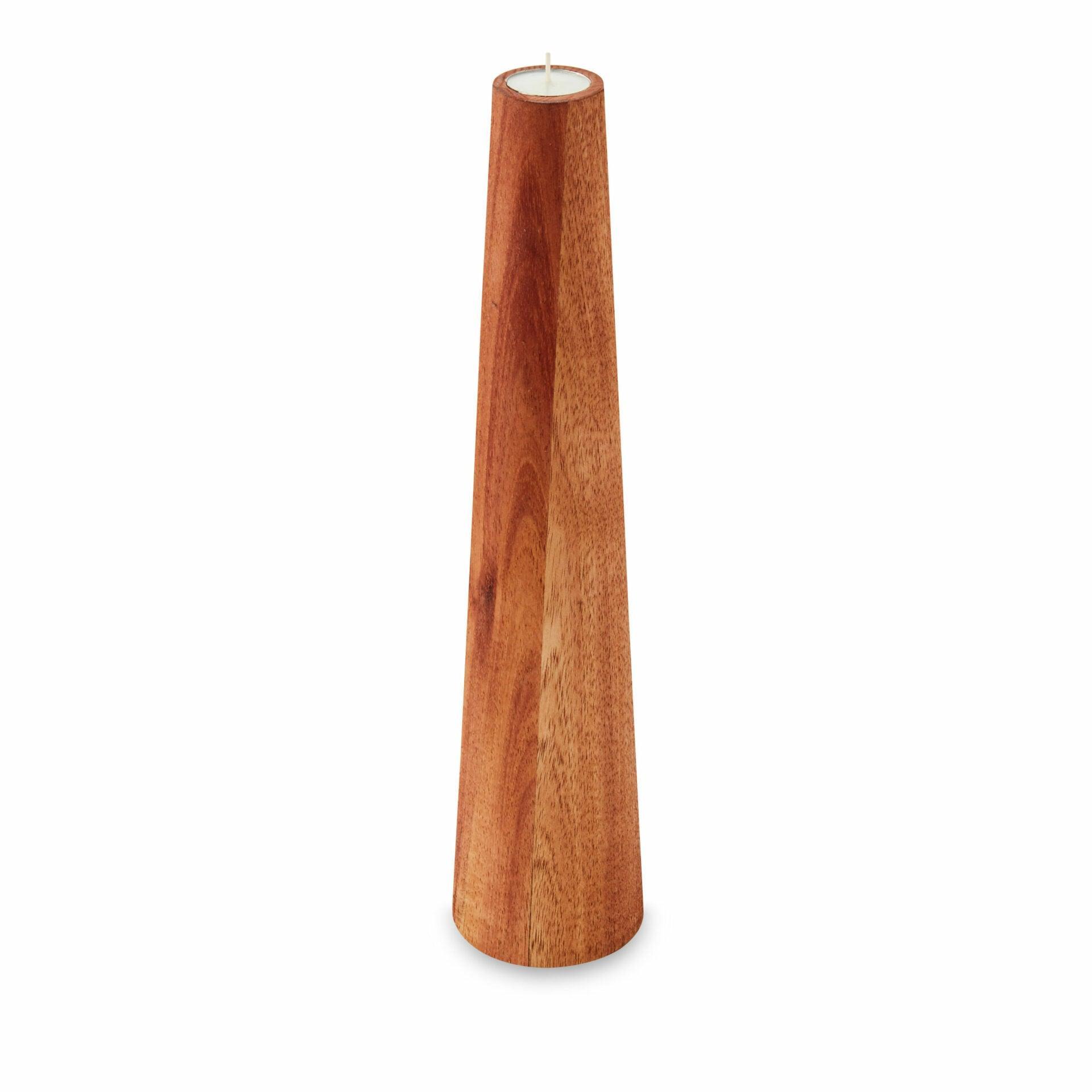 Large Blackwood candlestick holder with a rustic finish, perfect for minimalist Scandi-chic decor.
