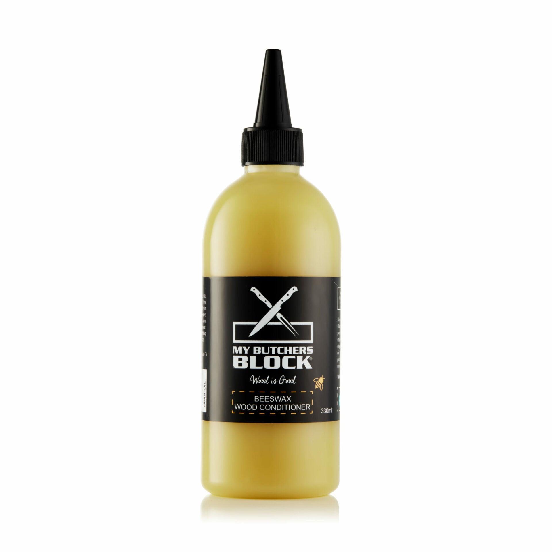 My Butchers Block Beeswax Woodcare Conditioner bottle for revitalizing and protecting wooden kitchen tools.