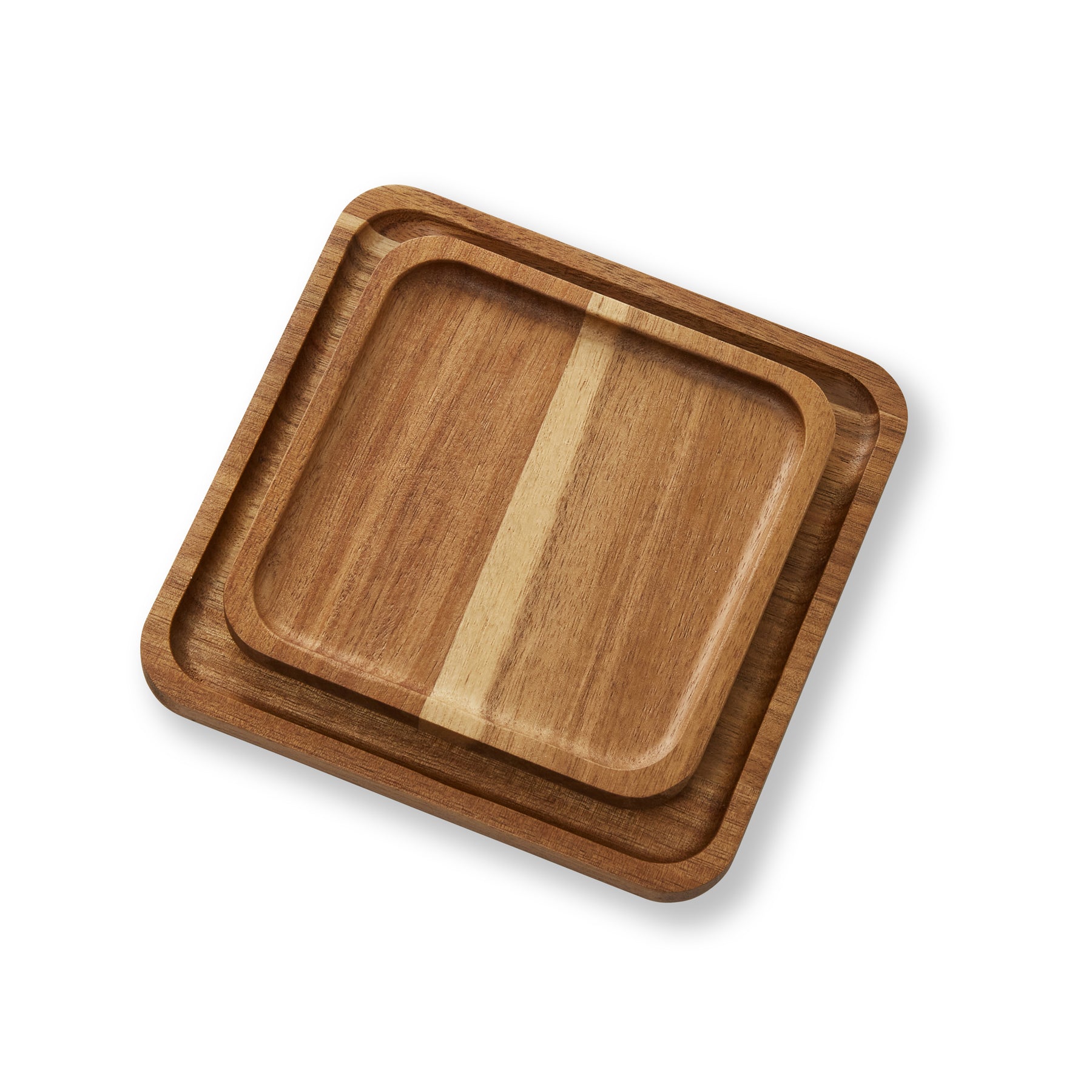 Set of 2 Acacia Serving Plates, Square