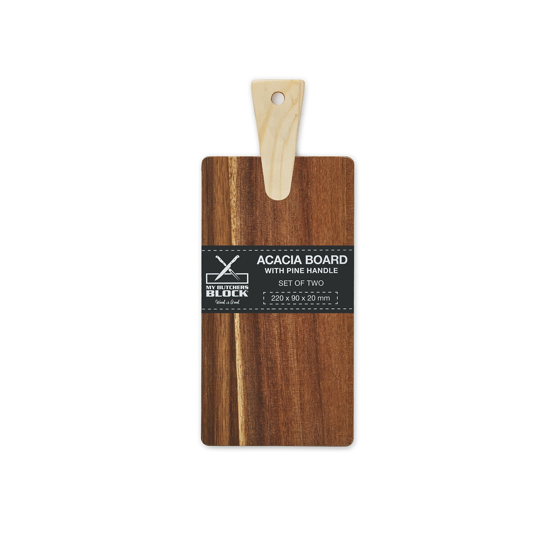 Set of 2 Acacia Board, Pine Handle