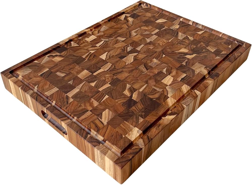 End Grain Prep Board with Compartments, dual-sided kitchen essential for chopping and serving.