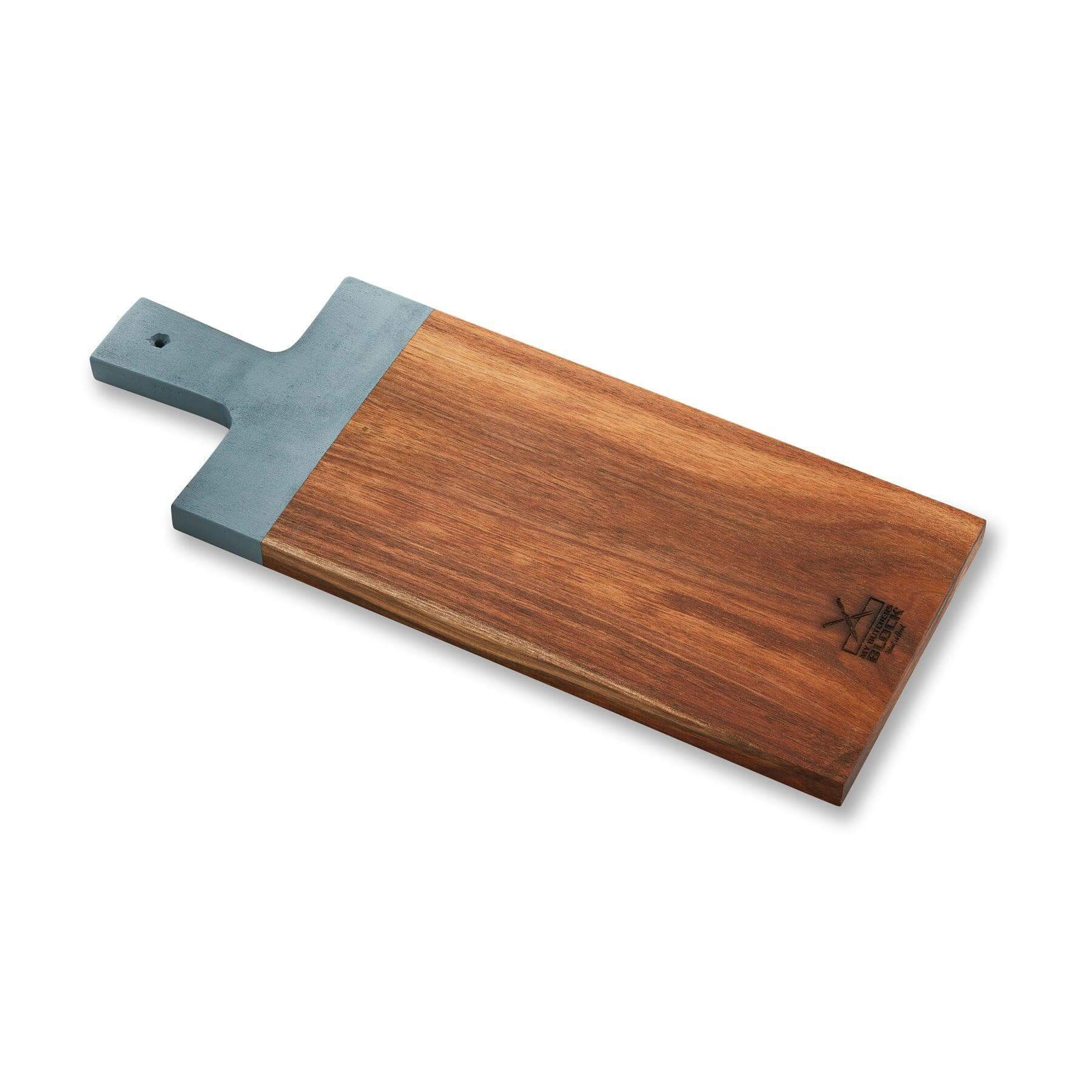 Dipped Serving Board Large - Blue, featuring natural wood grain and subtle blue dipped finish, ideal for serving food.