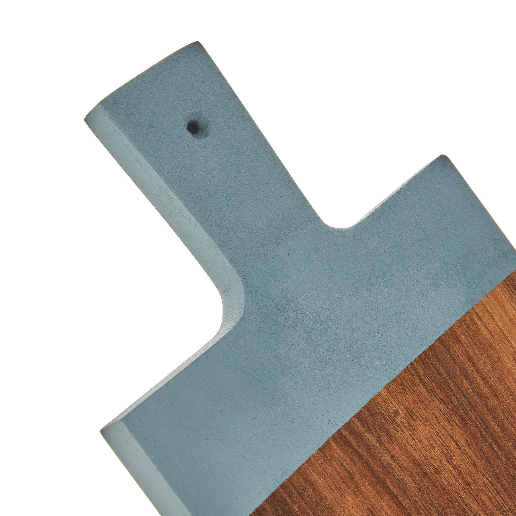 Dipped Serving Board Large in blue with natural wood grain and integrated handle, perfect for stylish serving.