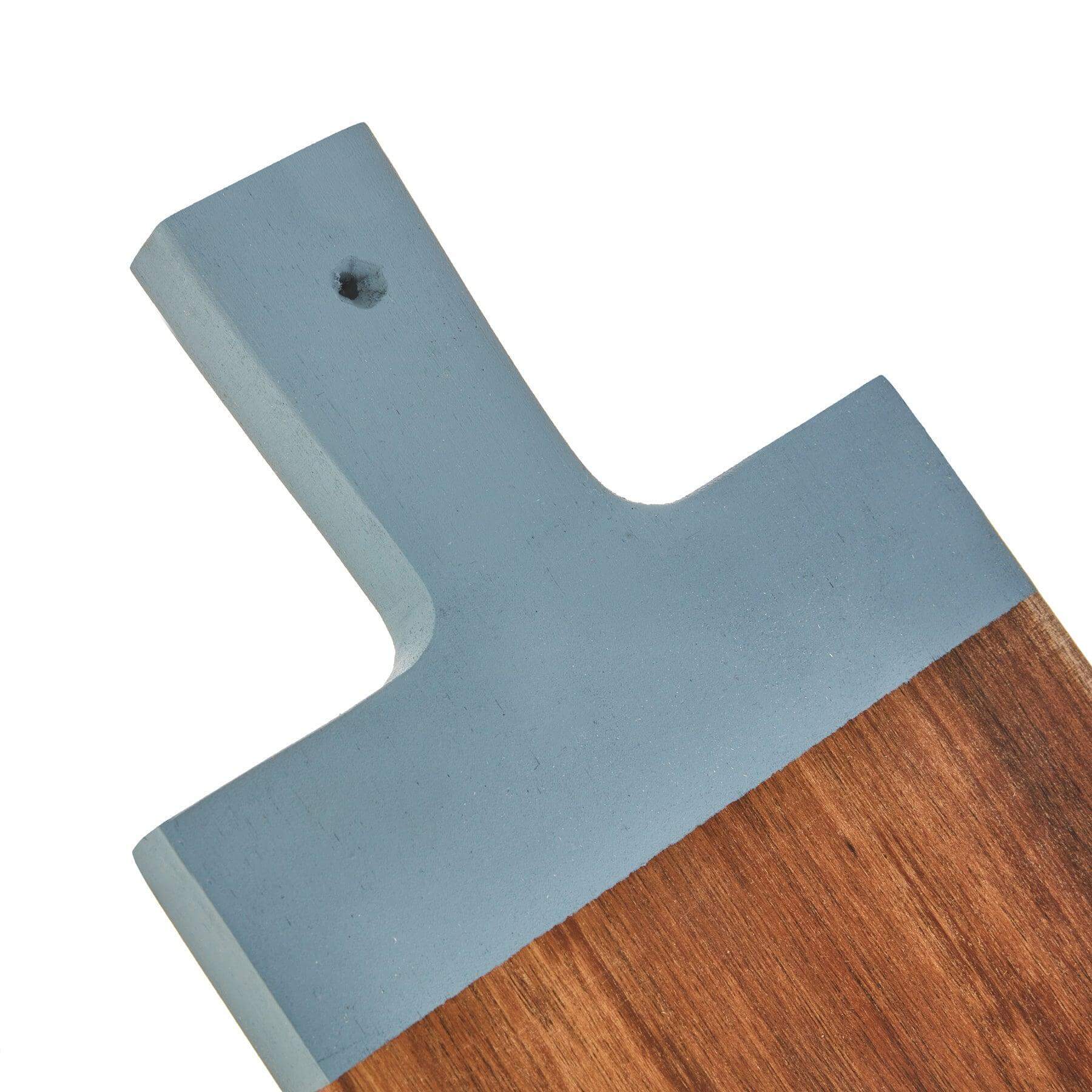 Dipped Serving Board Small - Blue with natural Acacia wood and stylish shadow blue paint dip.