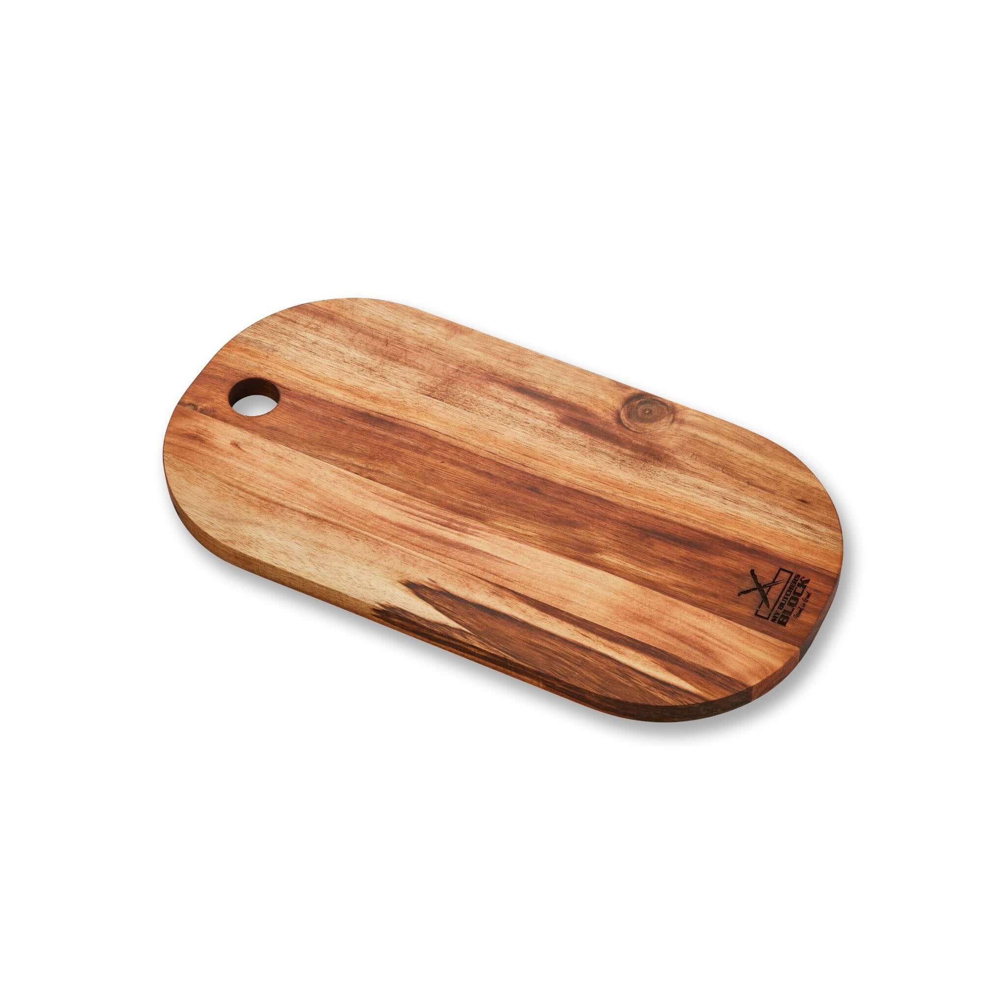 Angled view of the Phat Serving Board, showing the slim ergonomic design, ideal for serving and plating.