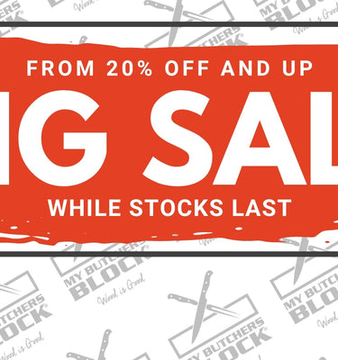 Big sale banner offering discounts from 20% off, highlighting urgency while stocks last.