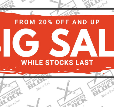 Big sale banner with discounts from 20% off and up, emphasizing limited stock availability.