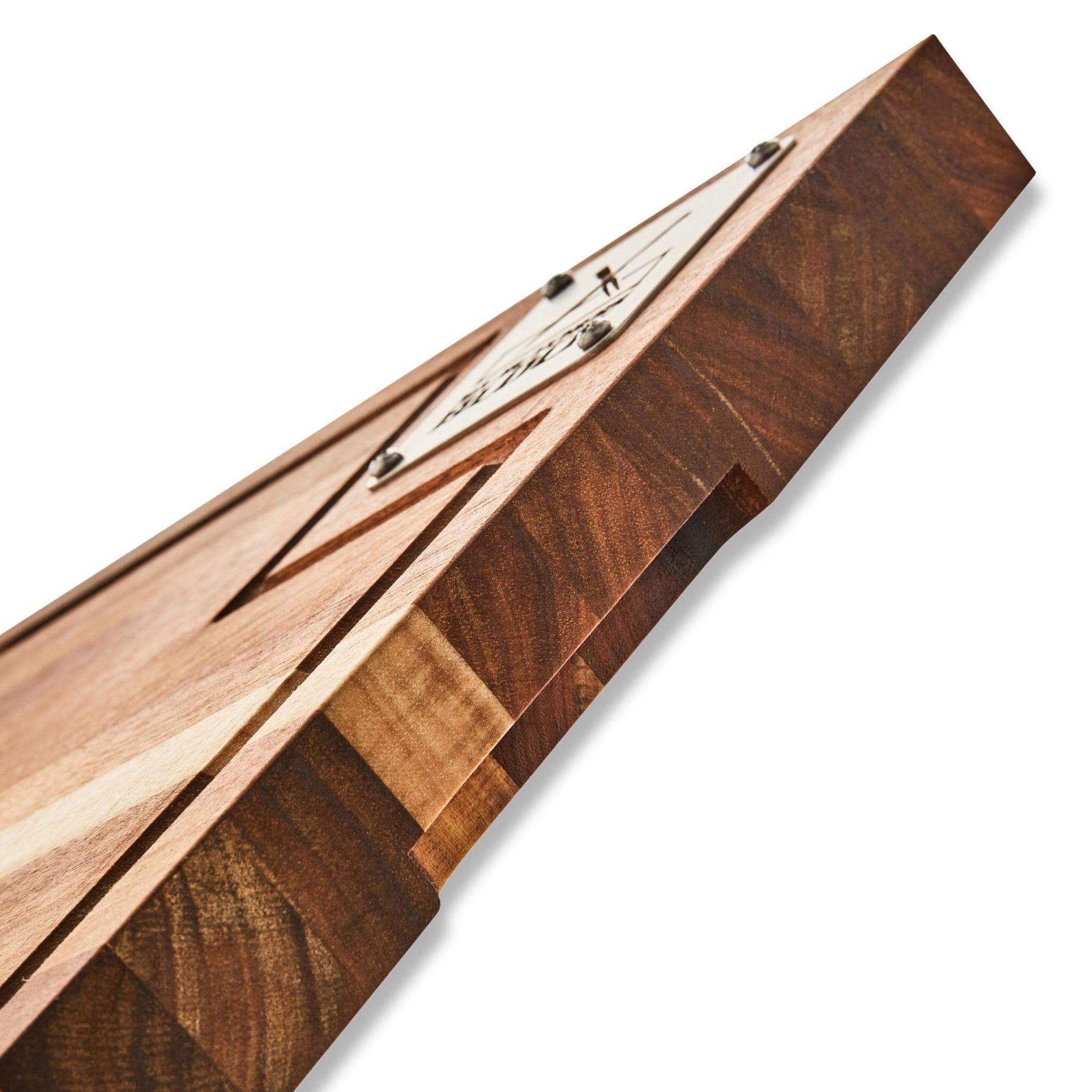 Close-up of Grand Daddy Chopping Block showing unique design and quality craftsmanship for slicing and serving.