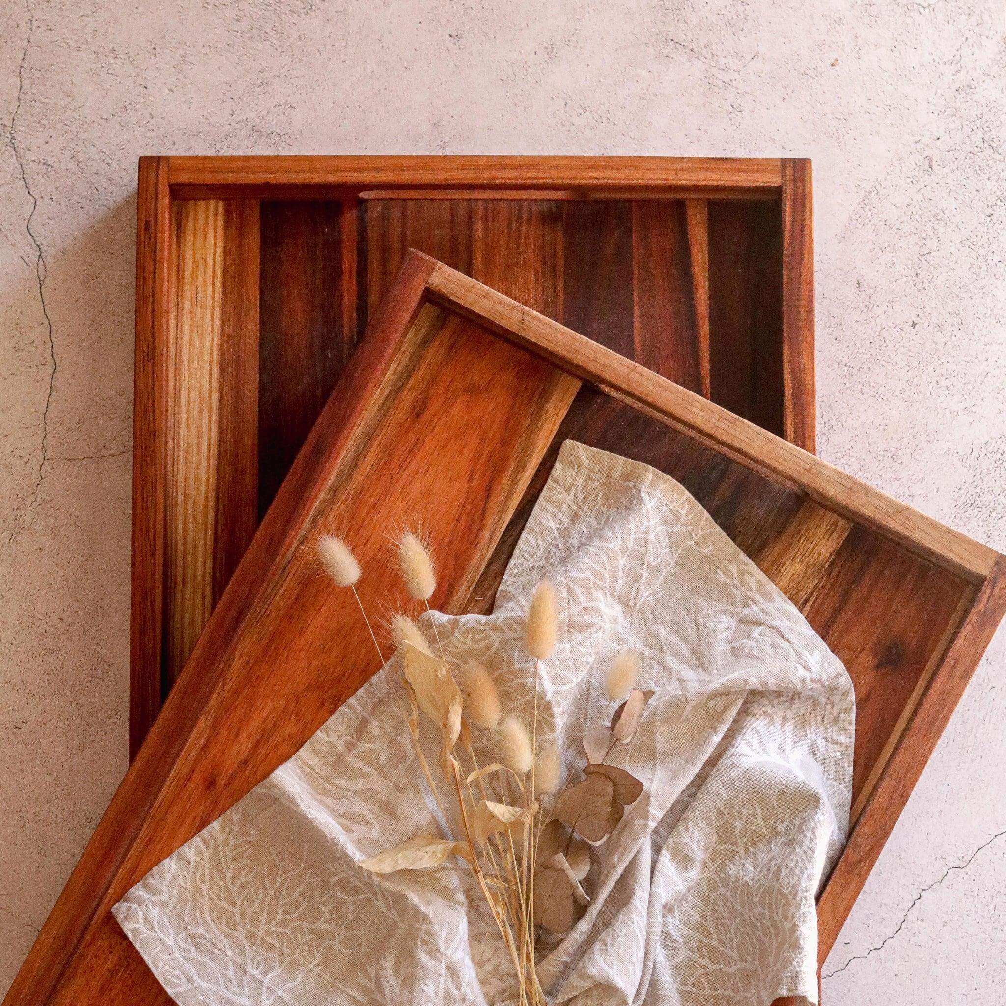 Stacked Wooden Serving Trays