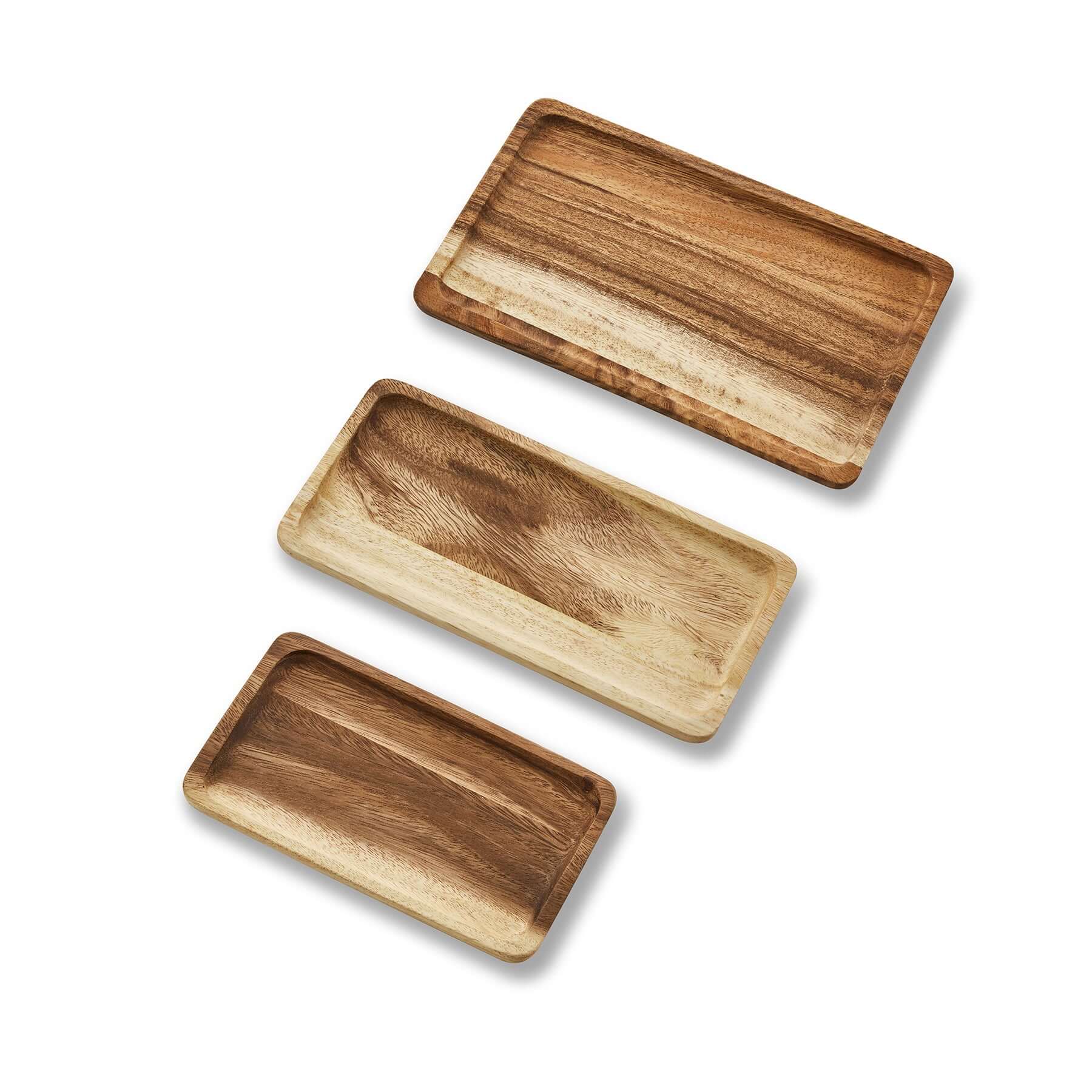Mini Wooden Tray – Square Style set of three handcrafted wooden trays ideal for serving drinks and organizing essentials.