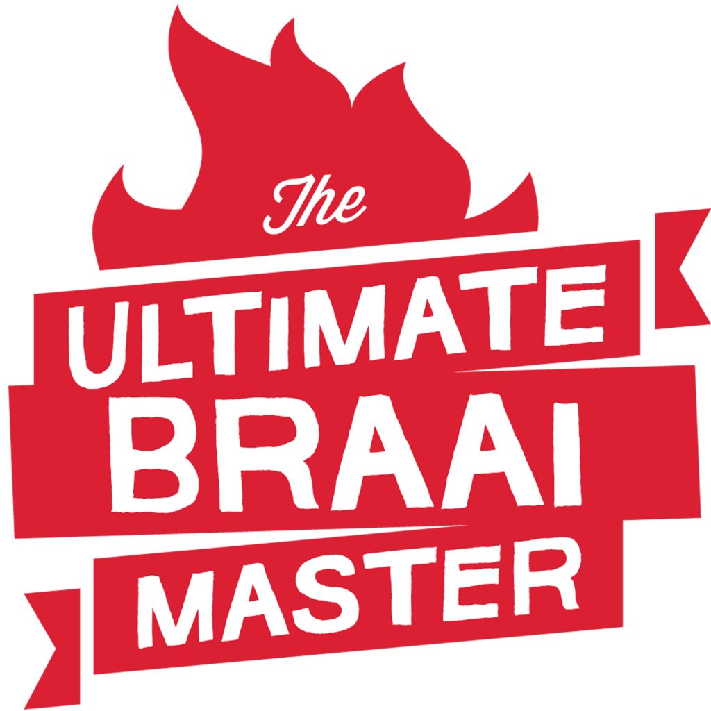 Logo for 'The Ultimate Braai Master' featuring flames and bold red text.
