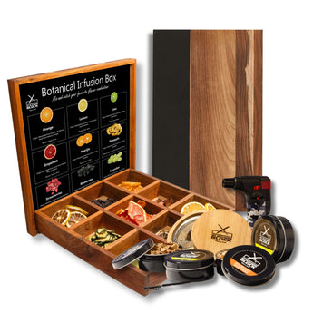 Cocktail Night Combo Deal featuring a Botanical Infusion Box with assorted dried fruits and herbs for crafting premium cocktails.