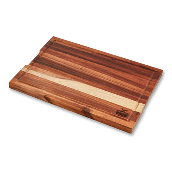 Large slim chopping block with a stylish wood finish, ideal for food prep and serving.