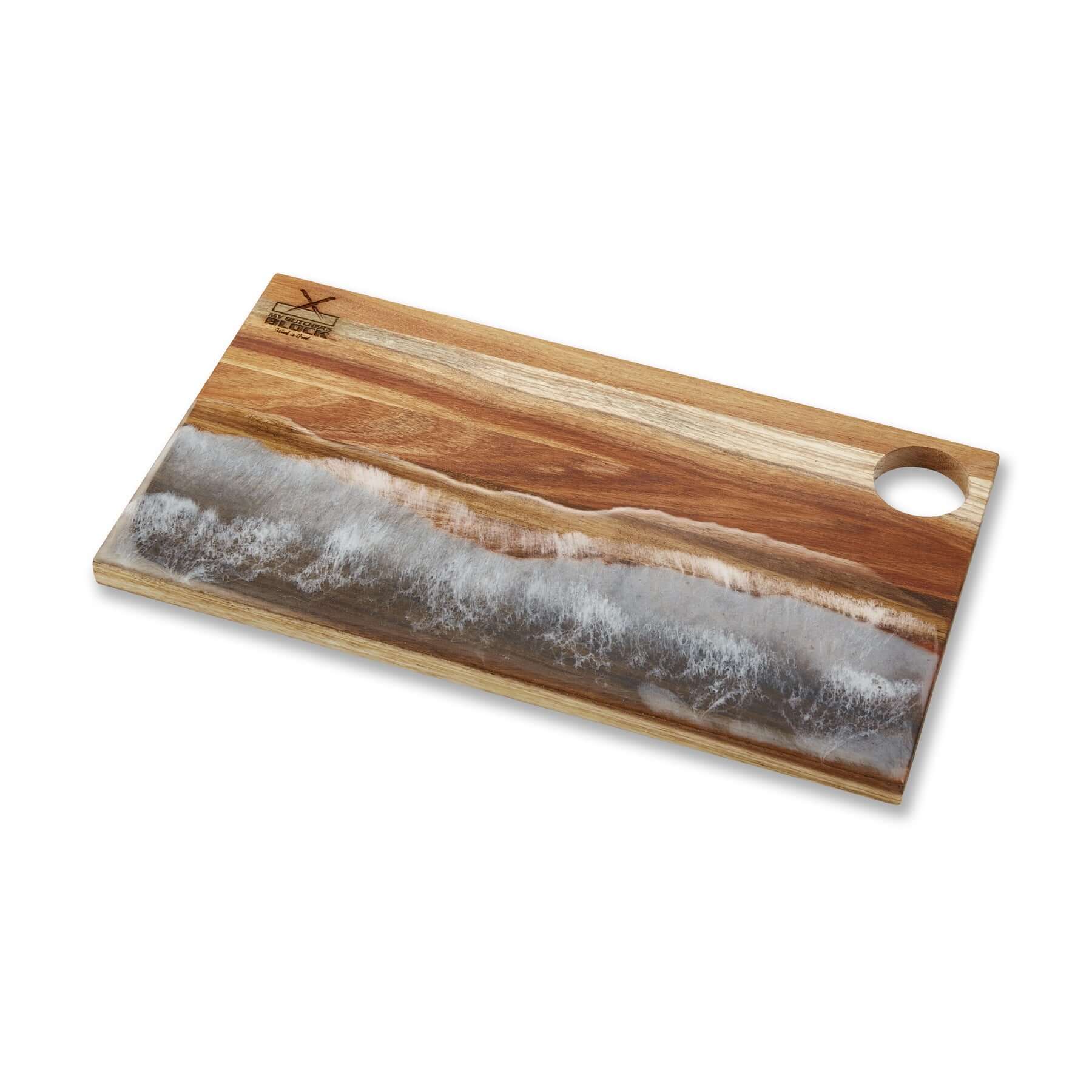Handy Andy In Black Resin serving board showcasing elegant black resin art and wood design, perfect for kitchen essentials.