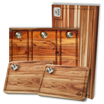 Premium wooden chopping boards ideal for meat prep, featuring sleek designs for stylish braai serving.
