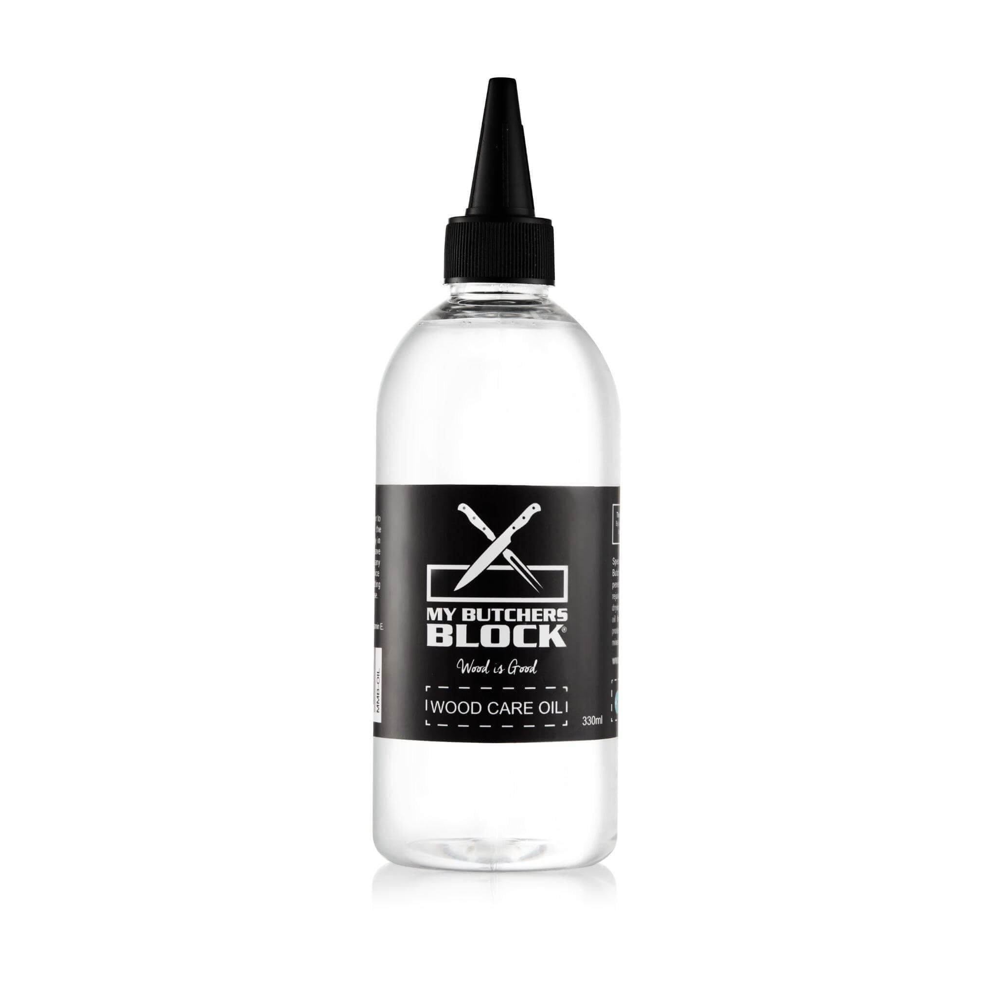 My Butcher's Block wood care oil bottle for maintaining kitchen utensils, 250ml.