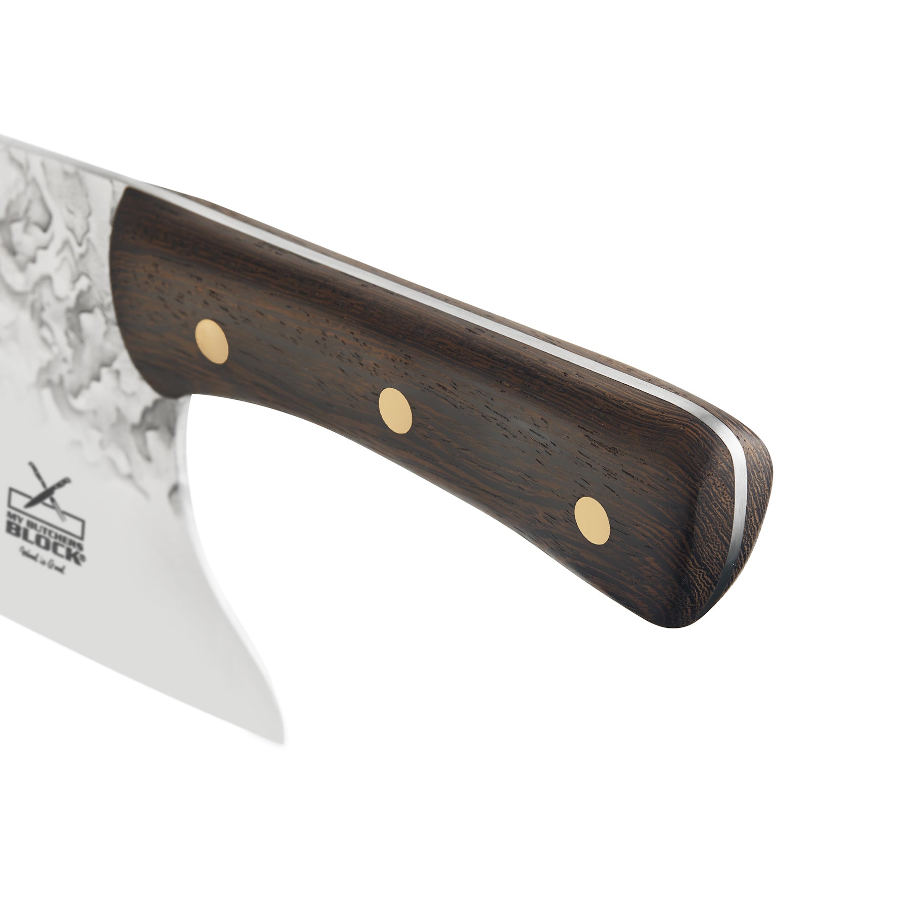 Viking Knife dark wooden handle with brass rivets