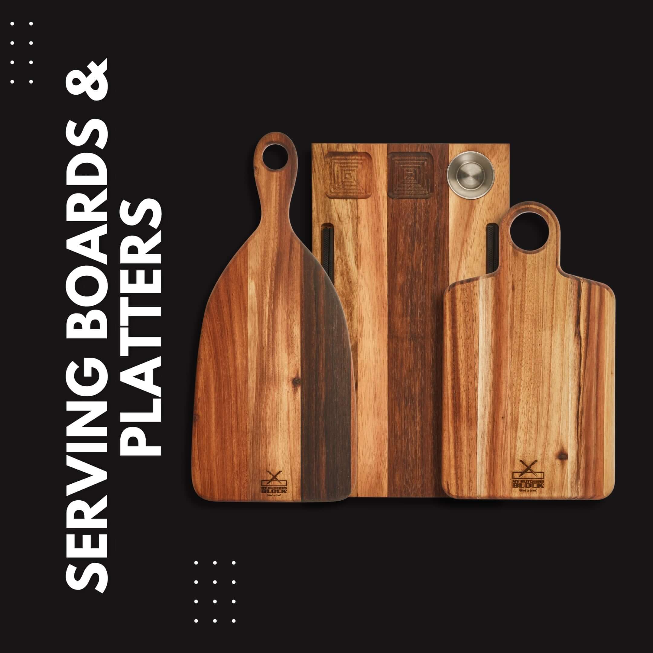 Elegant serving boards and platters crafted from high-quality wood for stylish dining experiences.