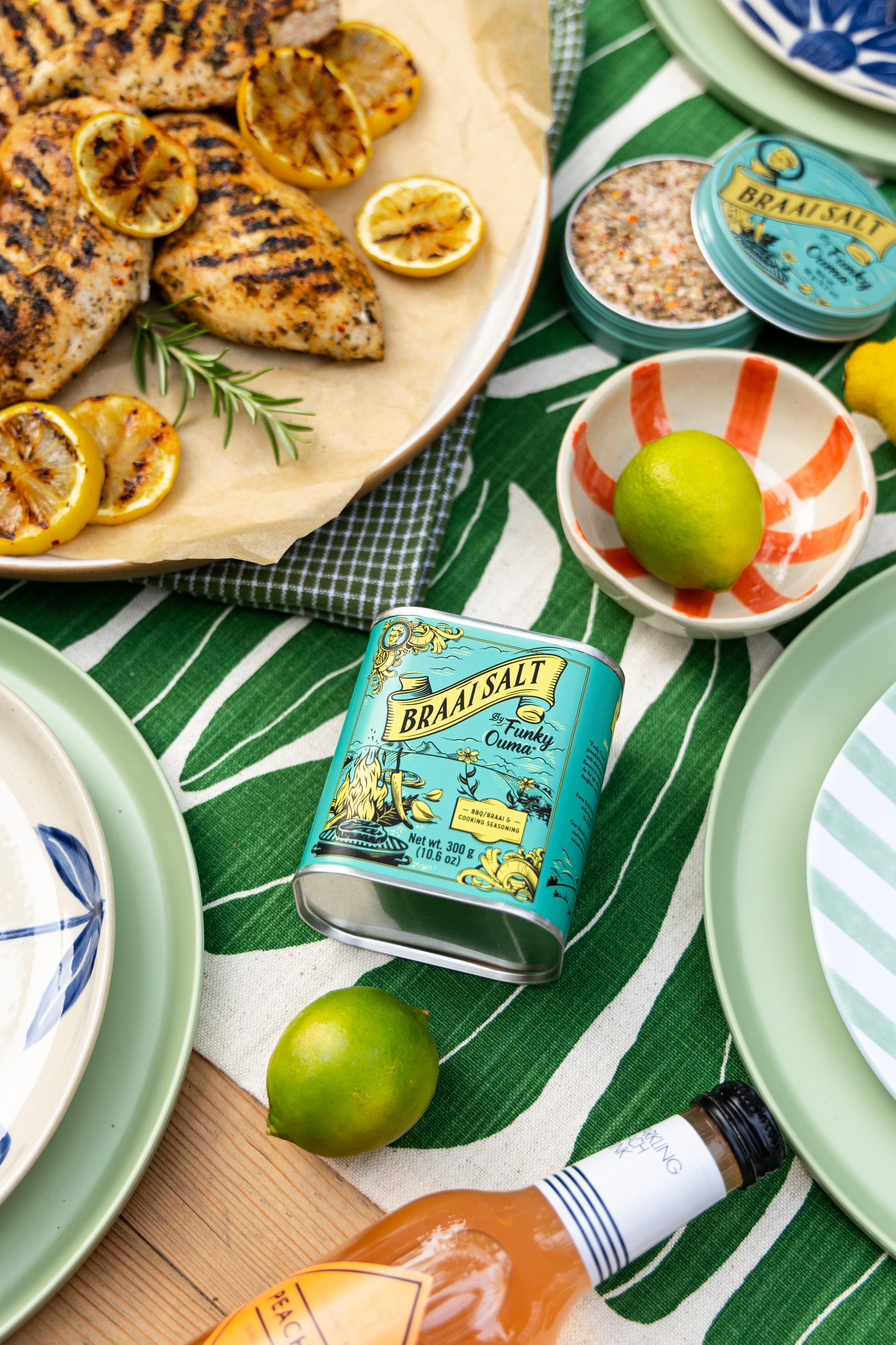 Funky Ouma Braai and Cooking Salt Tin - styled