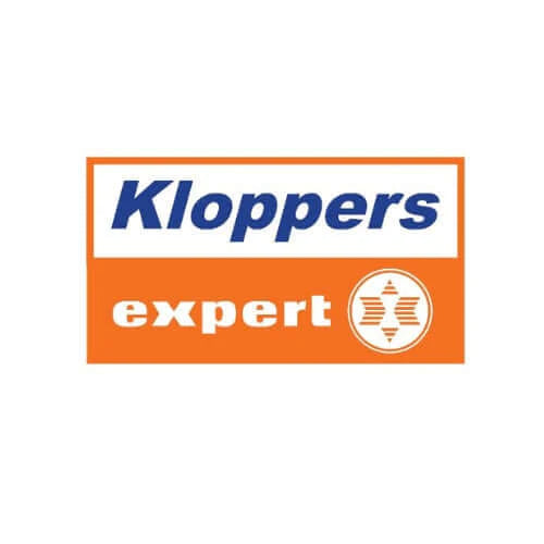 Kloppers expert logo with blue and orange colors
