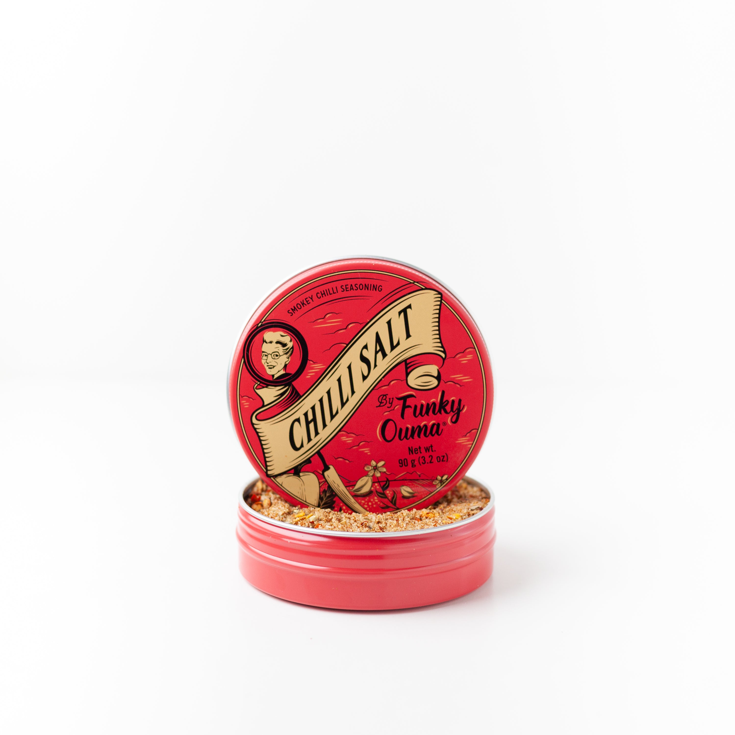 Funky Ouma Chilli Salt Travel Tin - front of tin