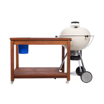 Large Kettle Braai Bench alongside a 57cm kettle braai, front view