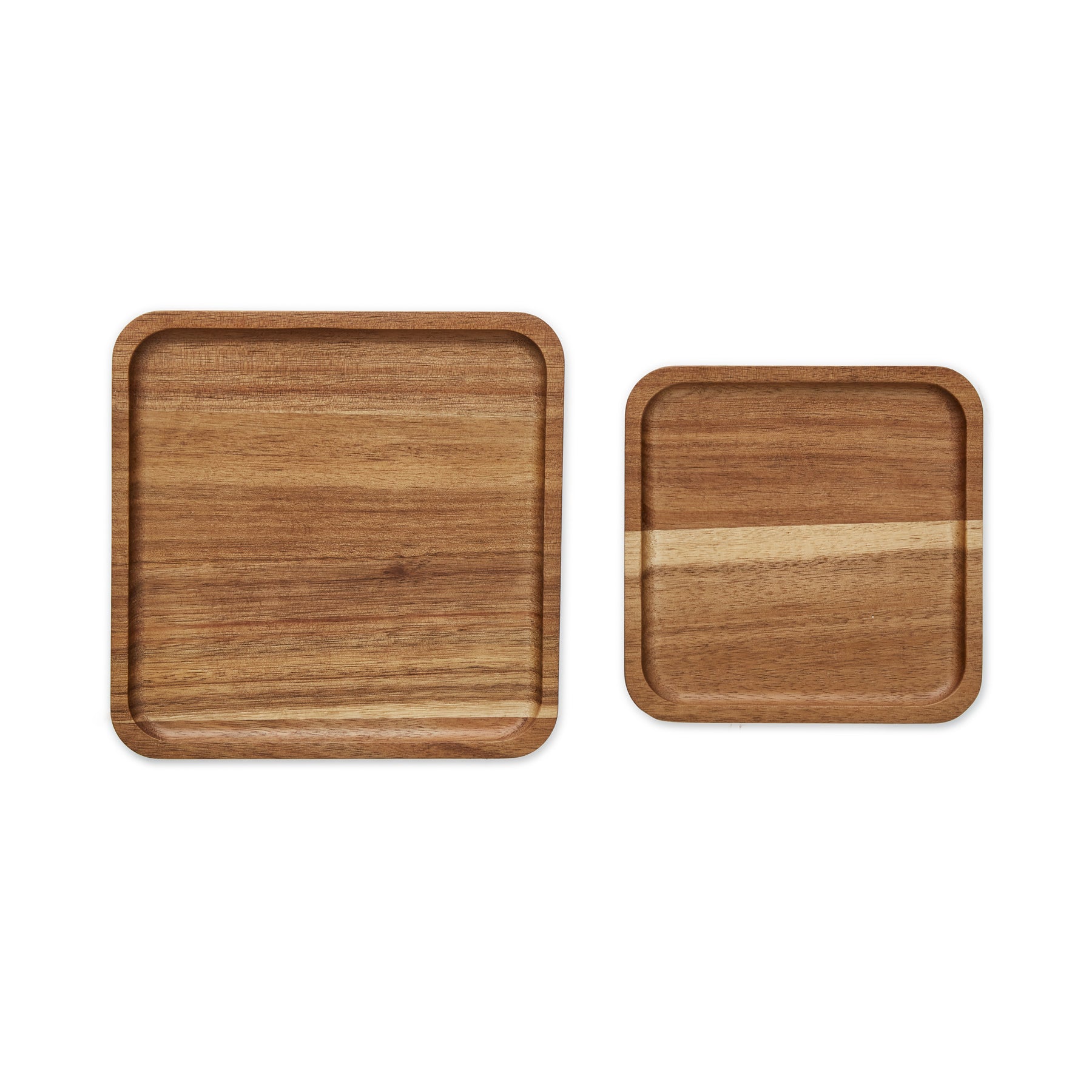 Set of 2 Acacia Serving Plates, Square