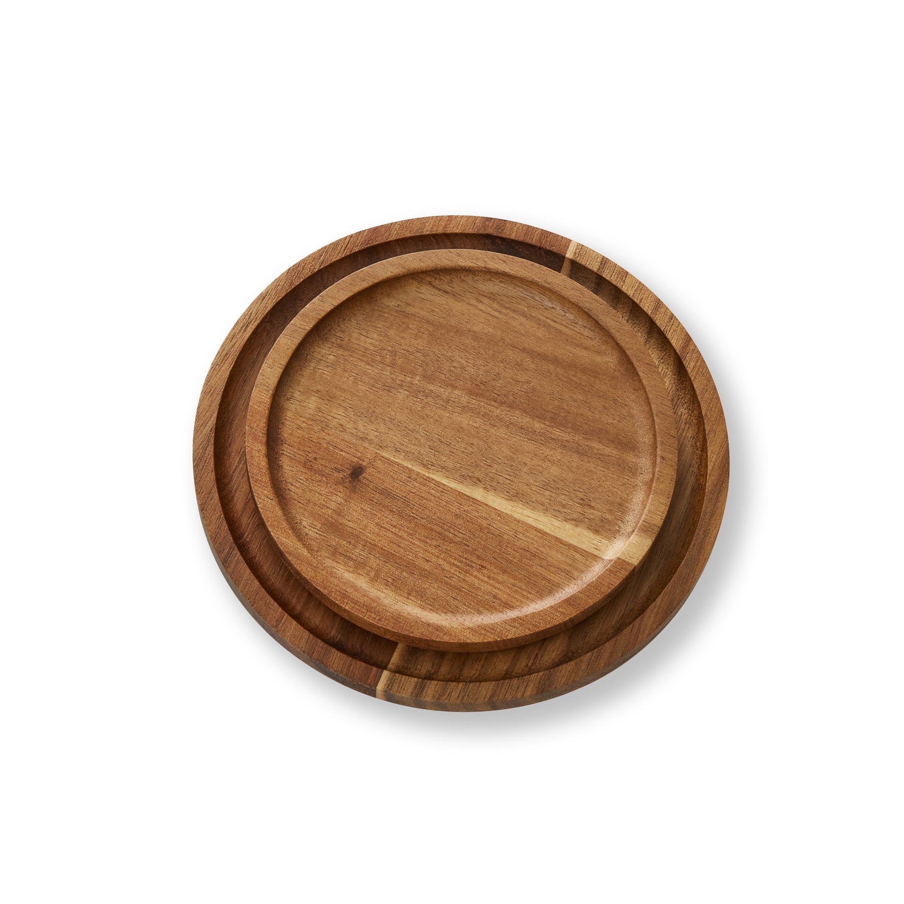 Set of 2 Acacia Serving Plates, Round