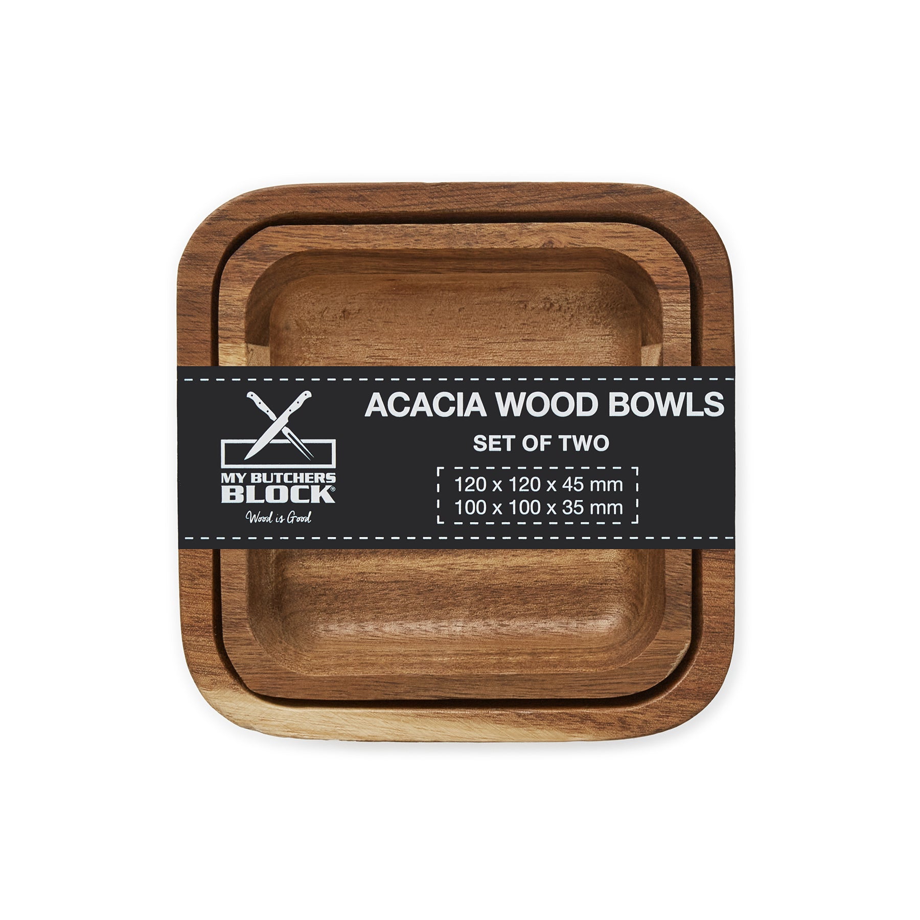 Set of 2 Acacia Wood Bowls