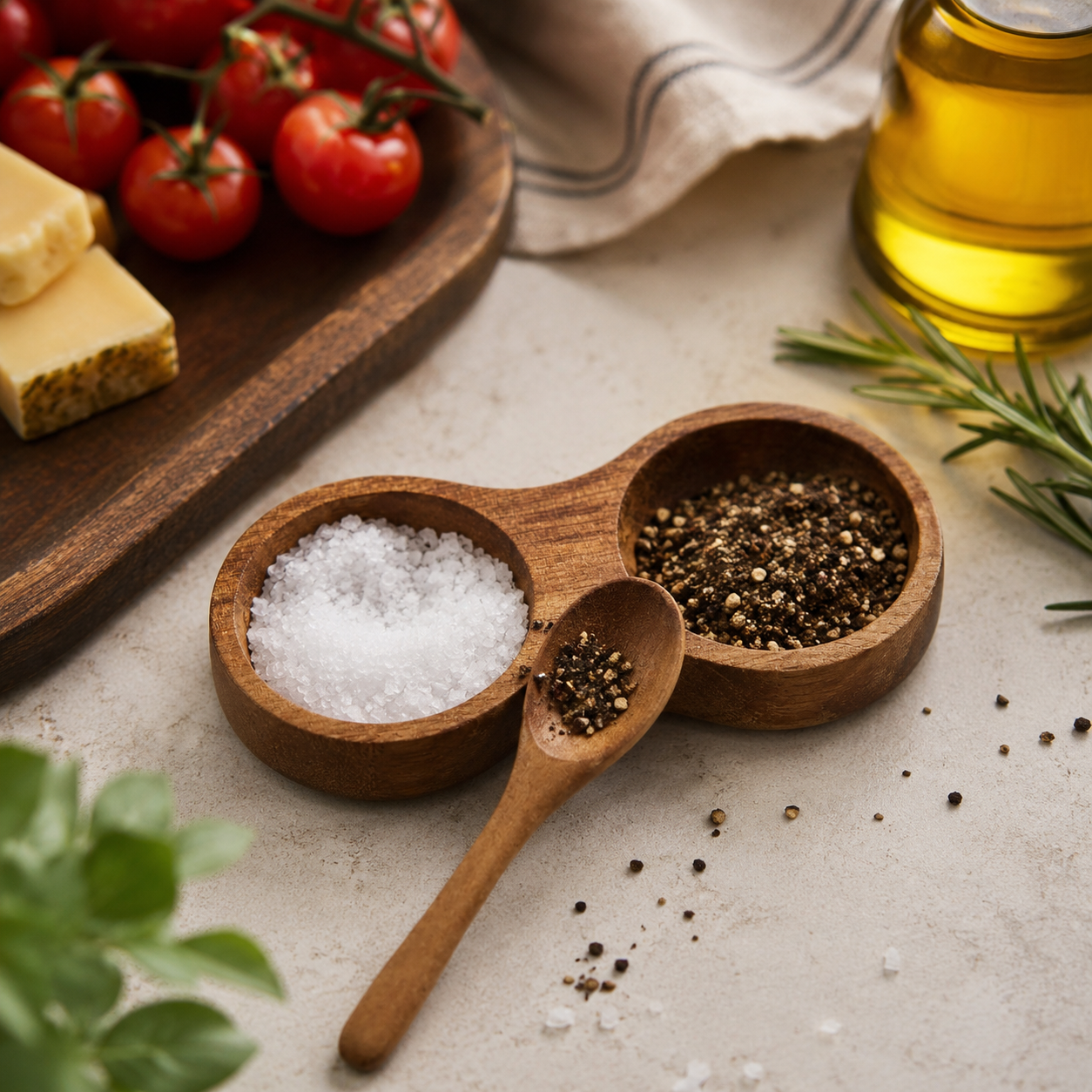 Acacia Salt & Pepper Container with Spoon