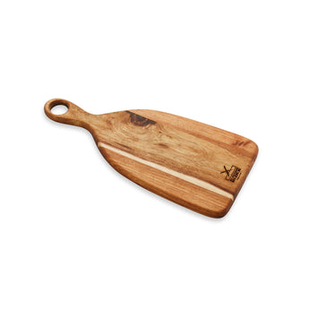 Medium Cheeseboard showcasing the smooth wood finish and ergonomic design, side view.