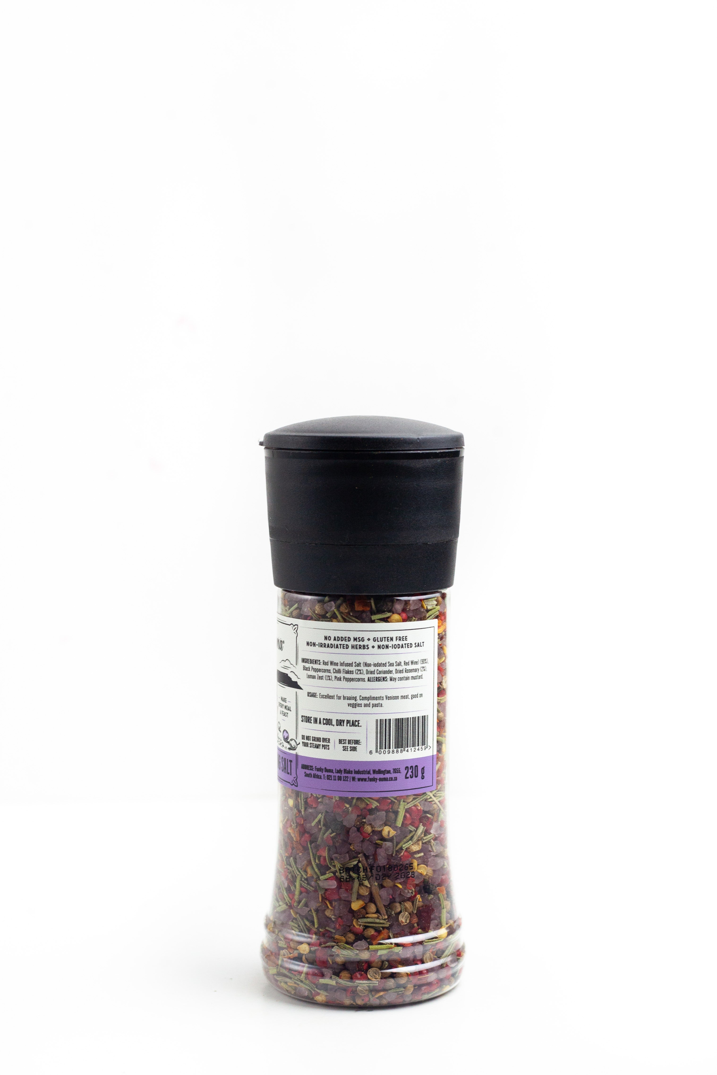 Funky Ouma Vino Braai and Cooking Salt Mini Grinder - close-up