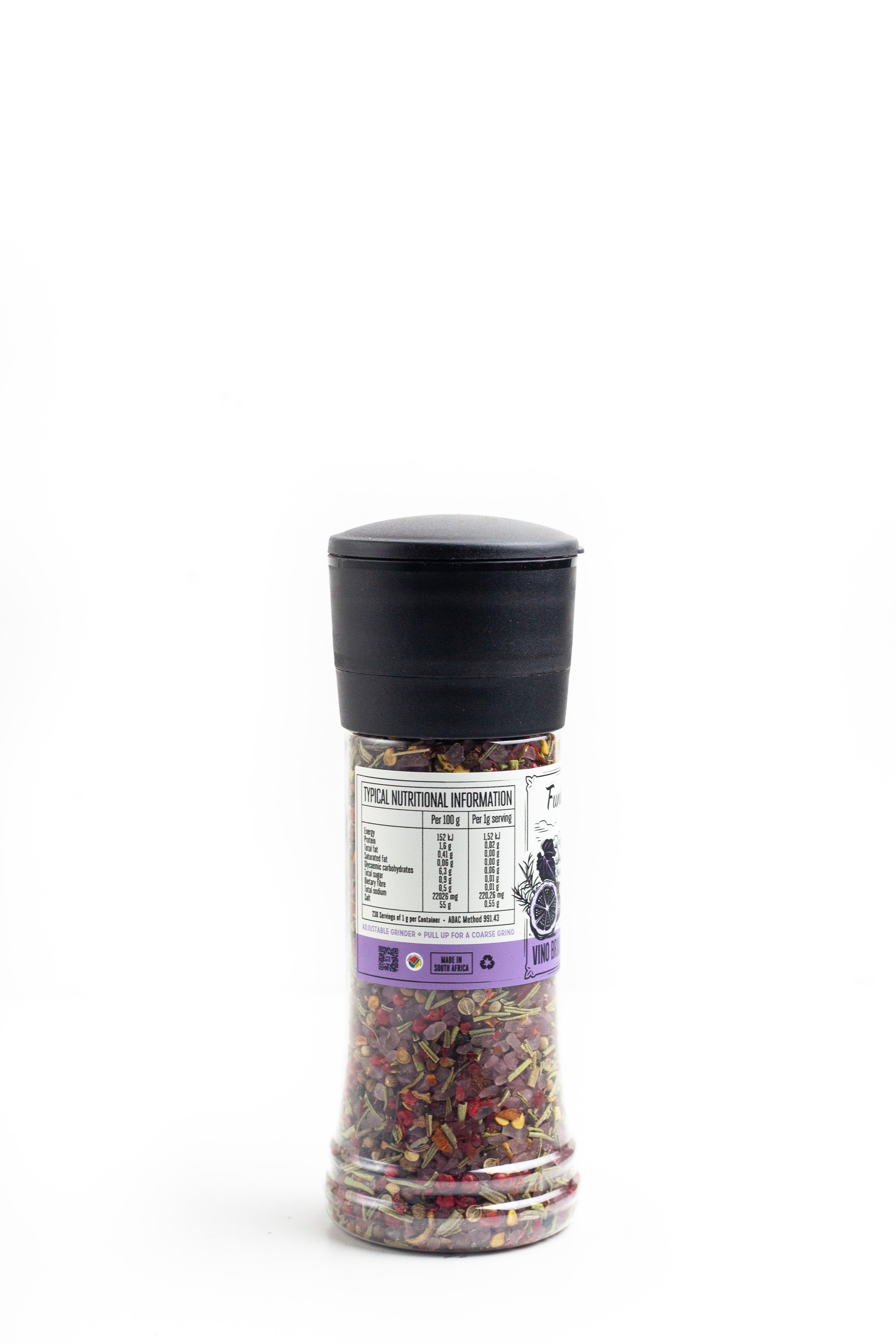 Funky Ouma Vino Braai and Cooking Salt Mini Grinder - styled