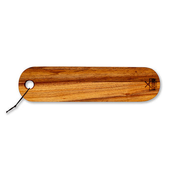 Stylish wooden serving paddle with a loop for hanging, ideal for kitchen and dining use.