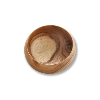 Handcrafted Wooden Bowl Small with smooth, organic grain, perfect for serving snacks or salads.
