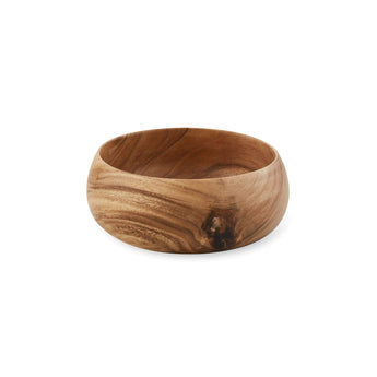 Handcrafted small wooden bowl showcasing natural wood grain, perfect for serving snacks or decorative storage.