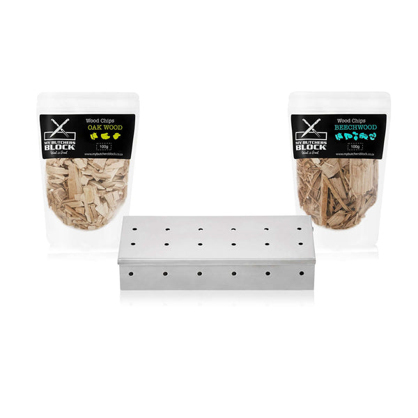 Meat Smoking Kit – Beechwood & Oak Wood + Stainless Smoker Box