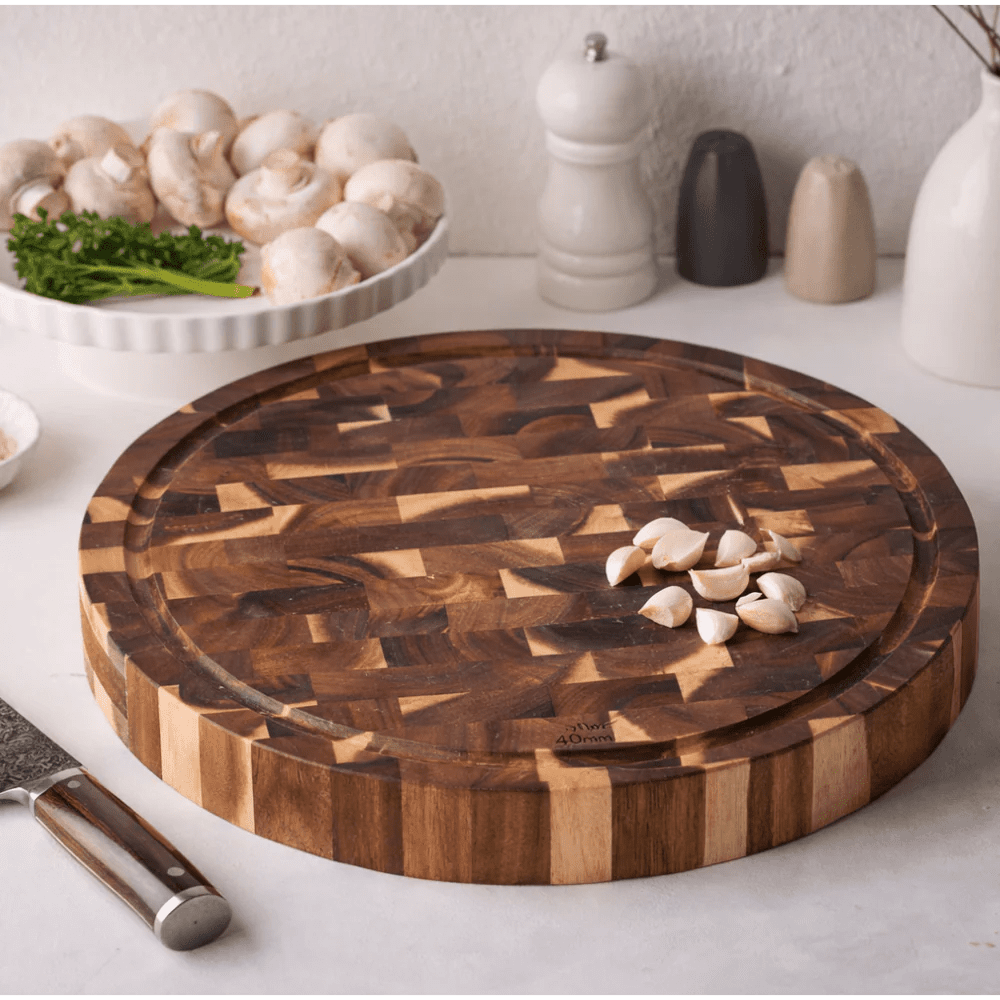 Round End Grain Chopping Board with Juice Groove - My Butchers Block