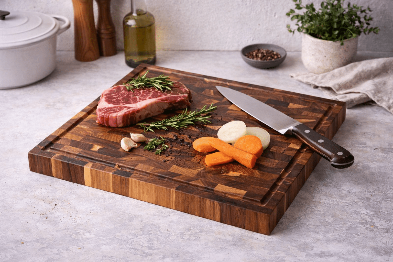 Square End Grain Chopping Board with Juice Groove - My Butchers Block Pty Ltd