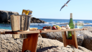 grazing-picnic-wood-fold-table-wine-platter-entertainment-glass-holder-beach